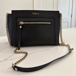 FURLA Genuine Leather Black Crossbody Bag